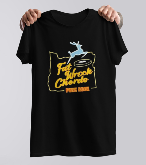 Fat Wreck Chords Punk Rock Record Retro Style Deer Outline T-Shirt