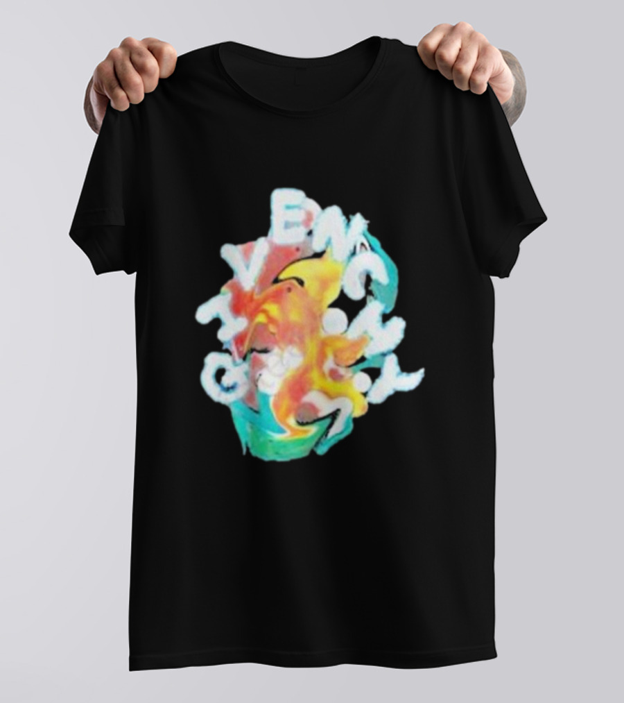 Louis Tomlinson Givenchy Psychedelic Oversized Top Colorful Swirl Text T-Shirt