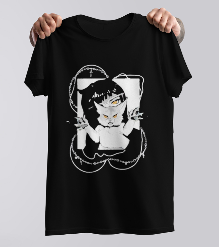Aspens Cat Attack White Cat And Chains T-Shirt