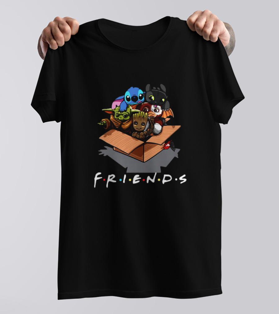 Baby Groot Stitch Toothless Yoda Gizmo Friends Box T-Shirt