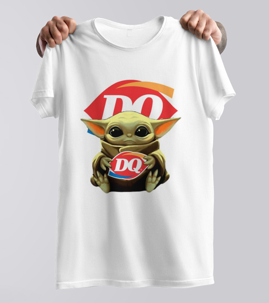 Baby Yoda With DQ Logo Hug T-Shirt