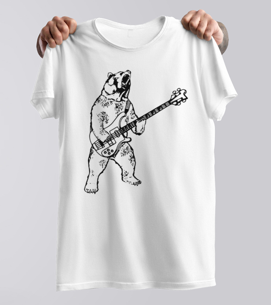 Bear Playing Bass Guitar Rocking Out T-Shirt