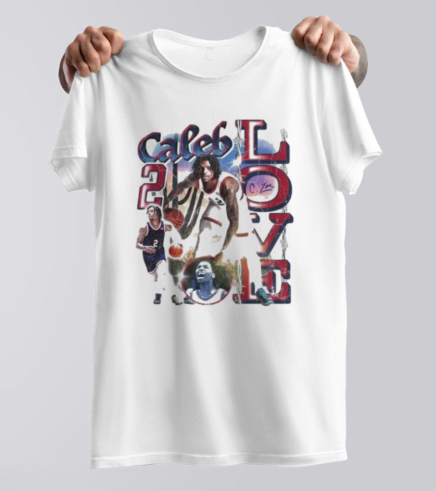 Caleb Love 2 Basketball Signature Jersey Dunk Champion Image T-Shirt