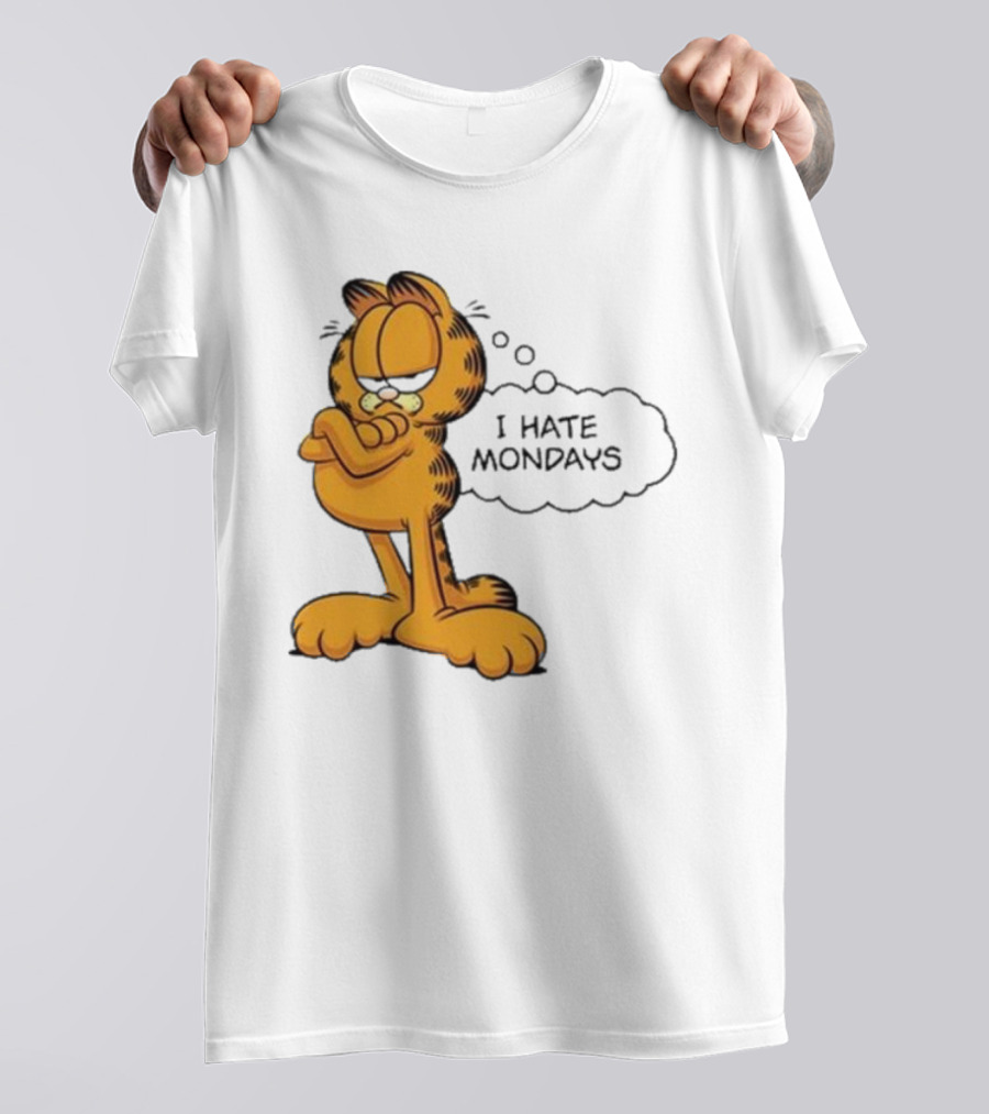 Garfield Comic Character Stating I Hate Mondays With Crossed Arms T-Shirt