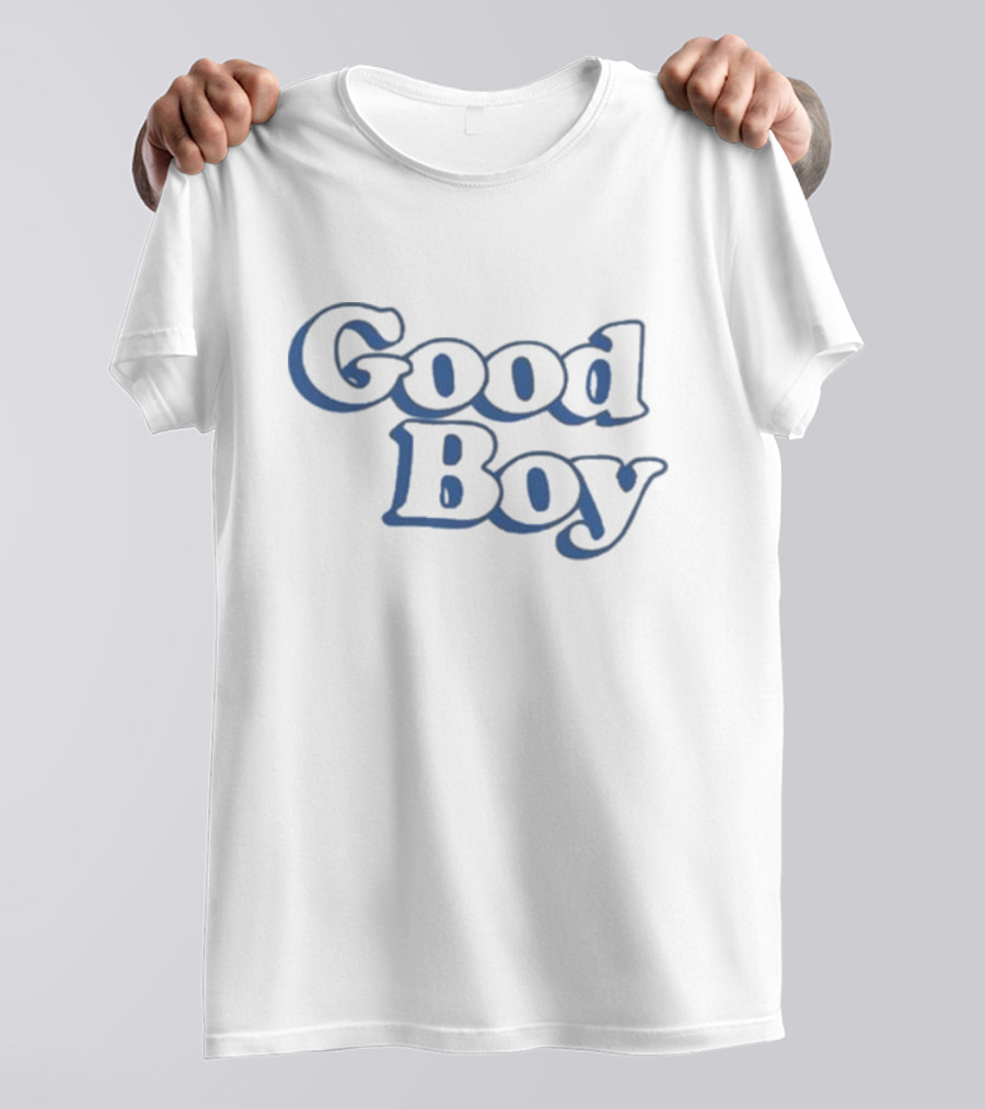 Good Boy Retro Bubble Font Dark Blue Text T-Shirt