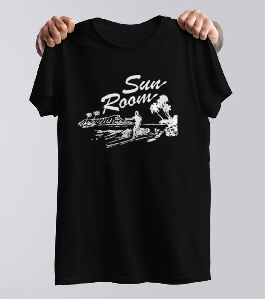 Sun Room Red Coastal Surfer Island Palms Scene T-Shirt