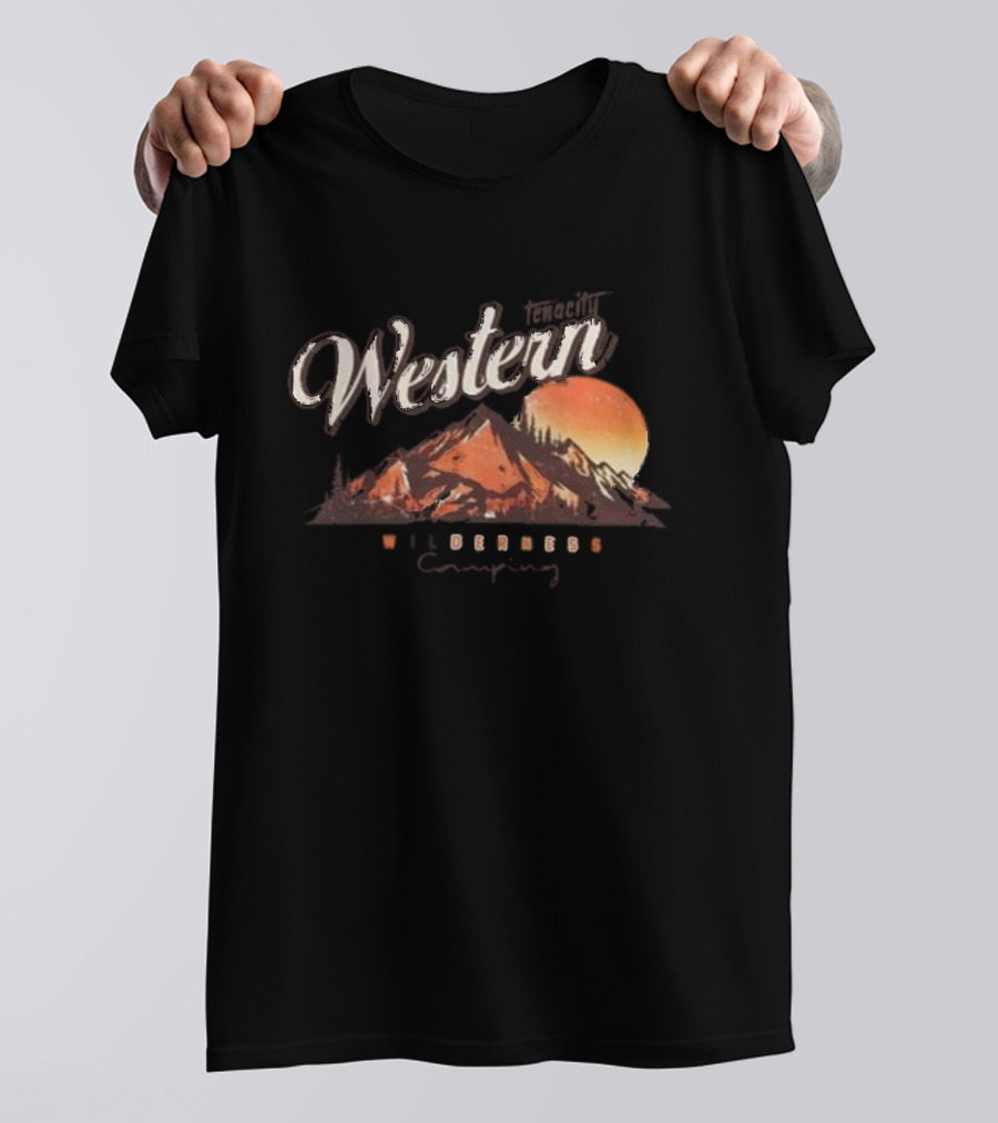 Western Tenacity Wilderness Camping Moonlit Mountains T-Shirt
