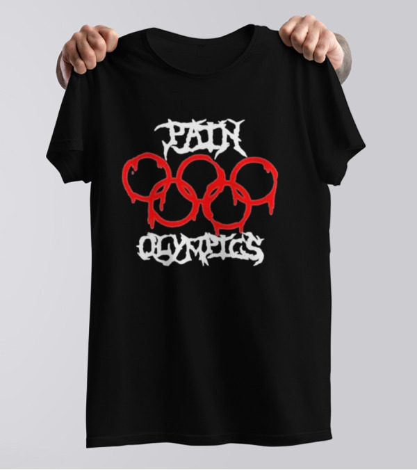 Pain Olympics Melted Rings Dripping Blood Effect T-Shirt