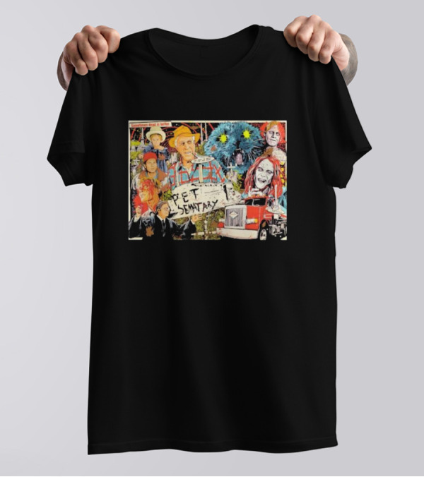 Pet Sematary Sometimes Dead Is Better Horror Characters Collage With Cat And Truck T-Shirt