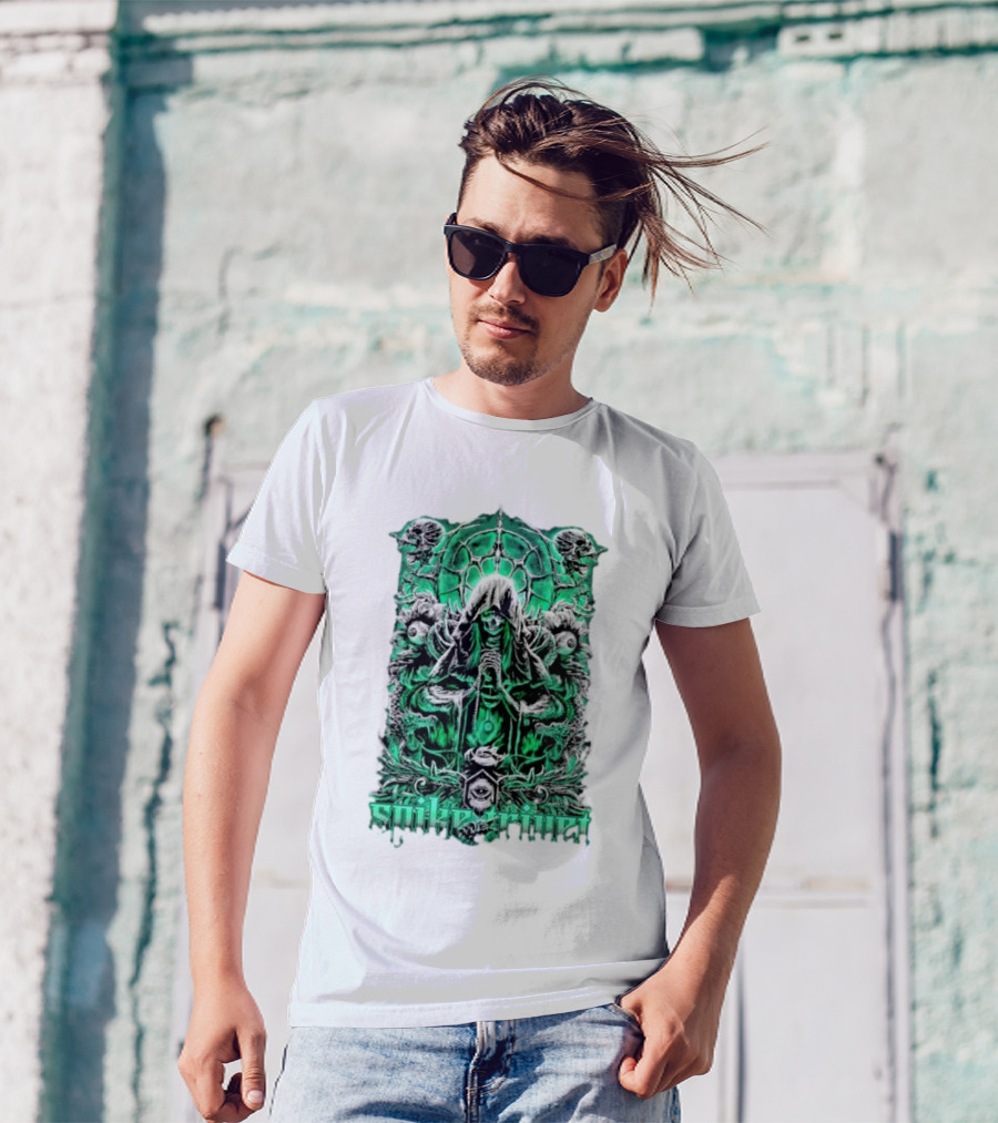 Soul Taker Spike Trivet Green Hooded Figure With Ornate Gothic T-Shirt