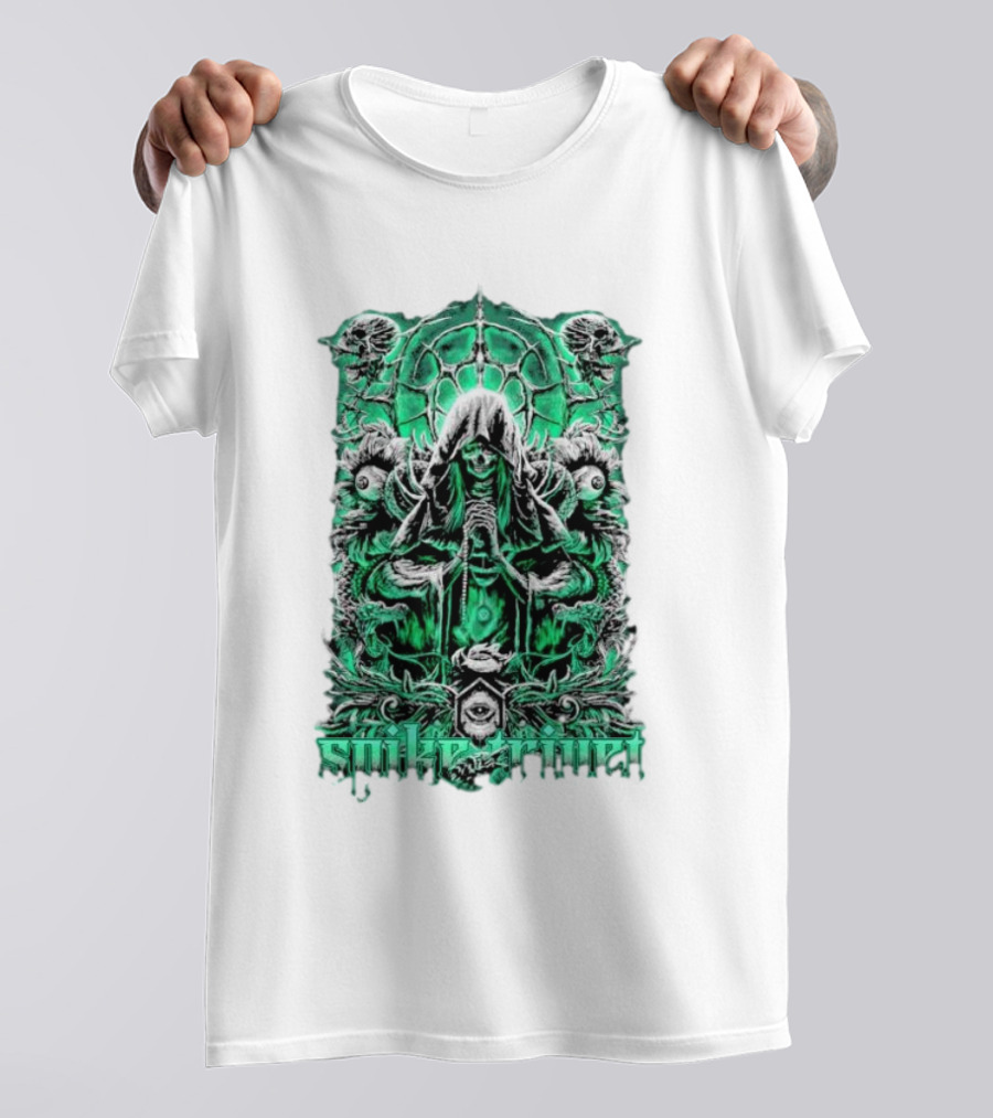 Soul Taker Spike Trivet Green Hooded Figure With Ornate Gothic T-Shirt