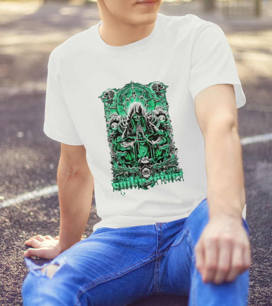 Soul Taker Spike Trivet Green Hooded Figure With Ornate Gothic T-Shirt