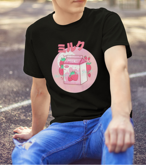 Strawberry Pink Milk Carton 90s ミルク Online Store T-Shirt