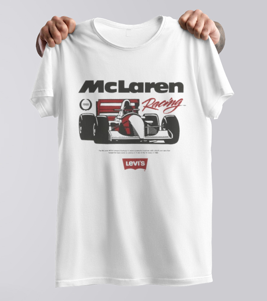 Mclaren Racing Levi's 1988 The Mclaren Mp4 4 Formula 1's Most Successful Machine T-Shirt