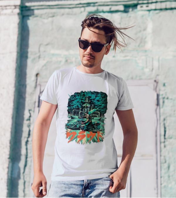 Cloud Motorcycle Slide PixelEyeBat Midgar Scene T-Shirt