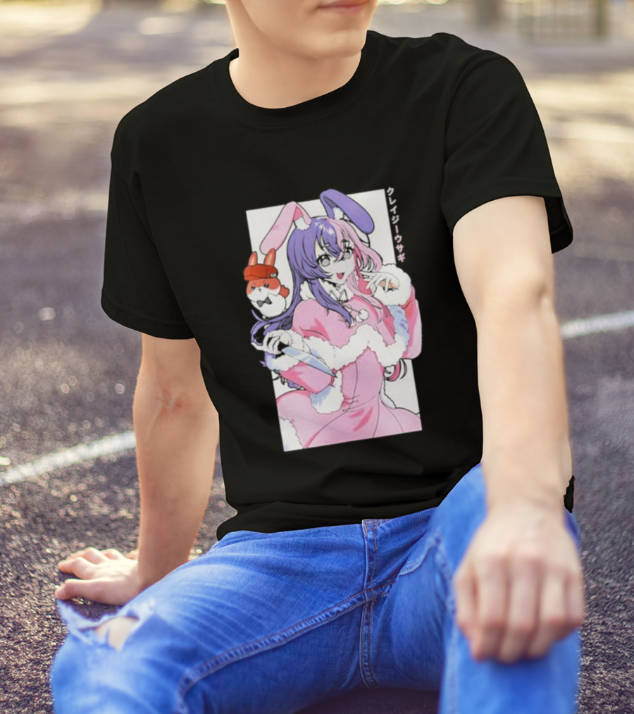 Punkalopi Gamer Supps クレイジーウサギ Bunny Anime Character T-Shirt