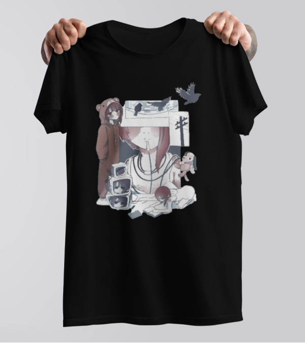 Serial Experiments Lain Bear Hoodie Monitor Crows Doll T-Shirt