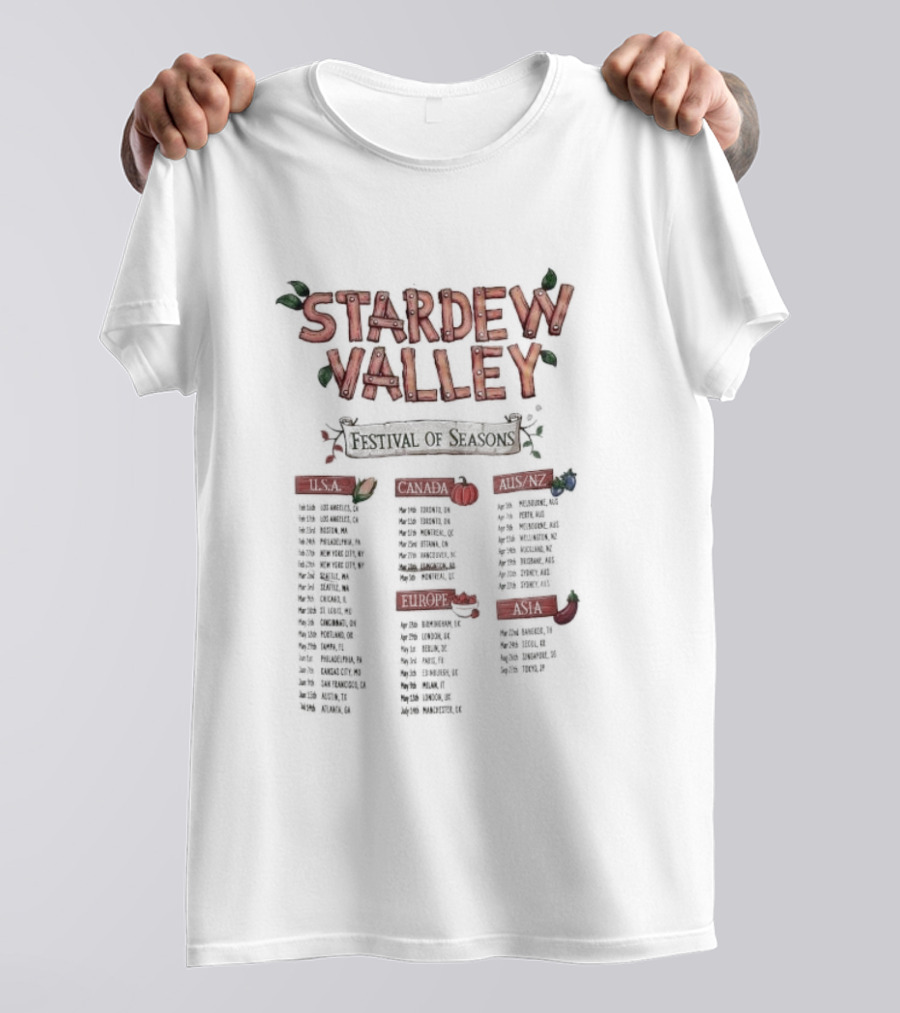 Stardew Valley Festival Of Seasons USA Canada Australia New Zealand Europe Asia Event Dates And Locations T-Shirt