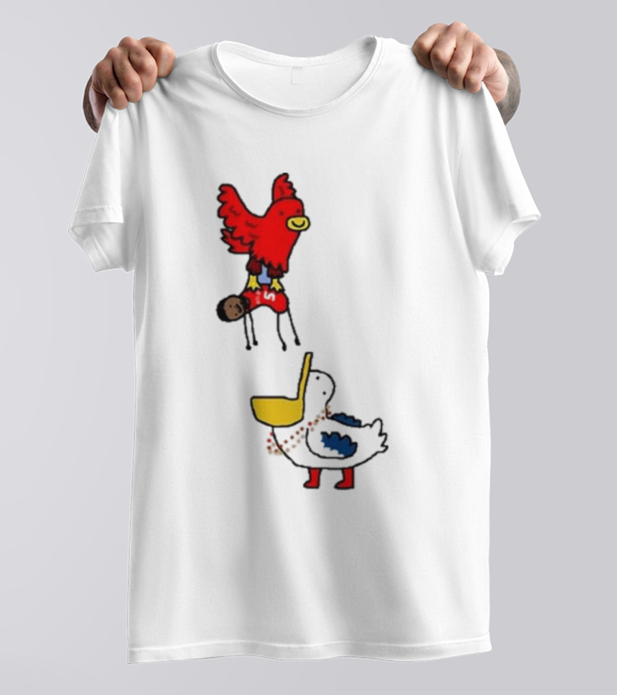 Atlanta Hawks Trade Dejounte Murray Featuring Cartoon Red Hawk Flying Over Pelican T-Shirt