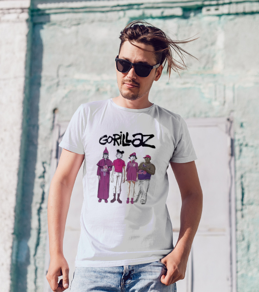 Gorillaz Cracker Island Group In Pink Outfits T-Shirt