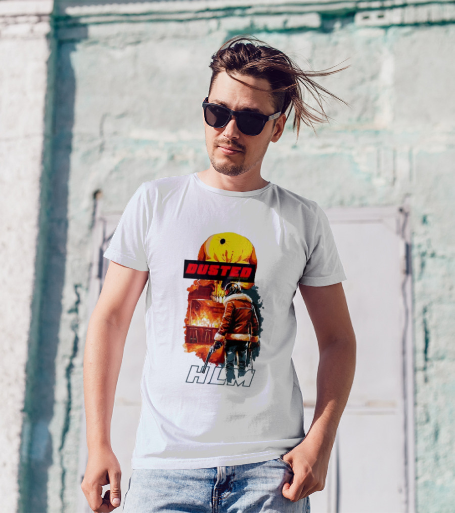 Dusted Miami Burnine Hlm Flame Skull Pilot Jacket Guns T-Shirt