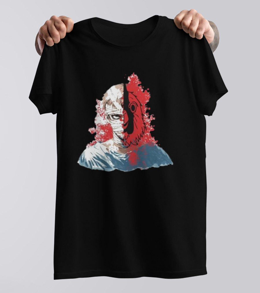 Hospital Jacket Escape Graphic Red Splatter Masked Face T-Shirt
