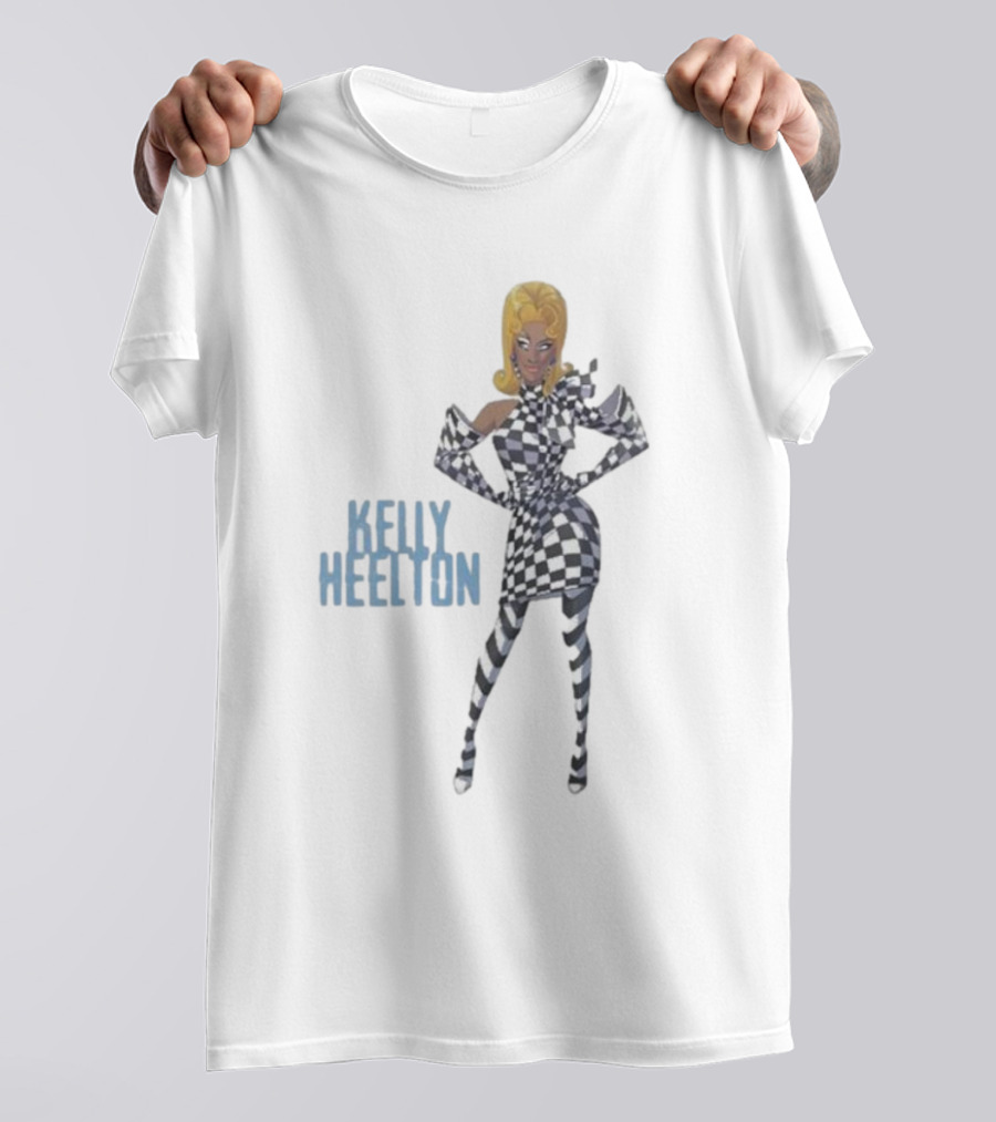 Kelly Heelton Cartoon Collection Checkered T-Shirt