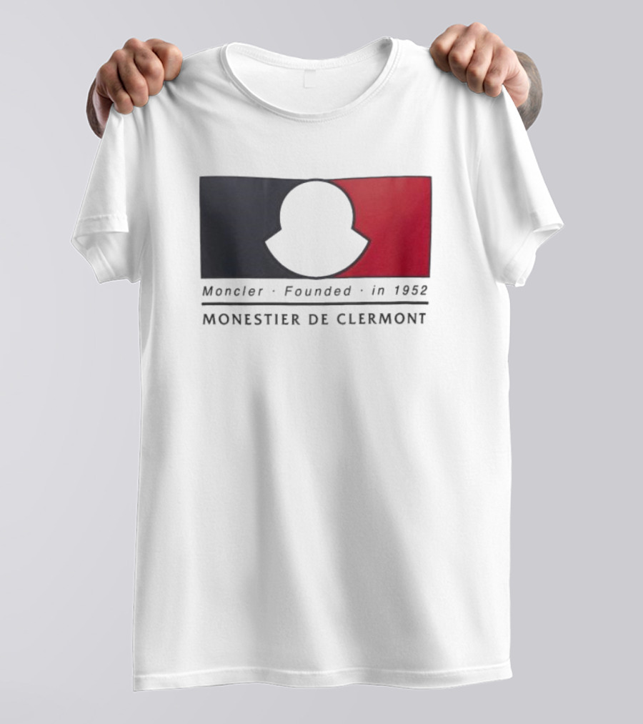 Moncler Founded In 1952 Monestier De Clermont Sky Blue Logo Black Red T-Shirt
