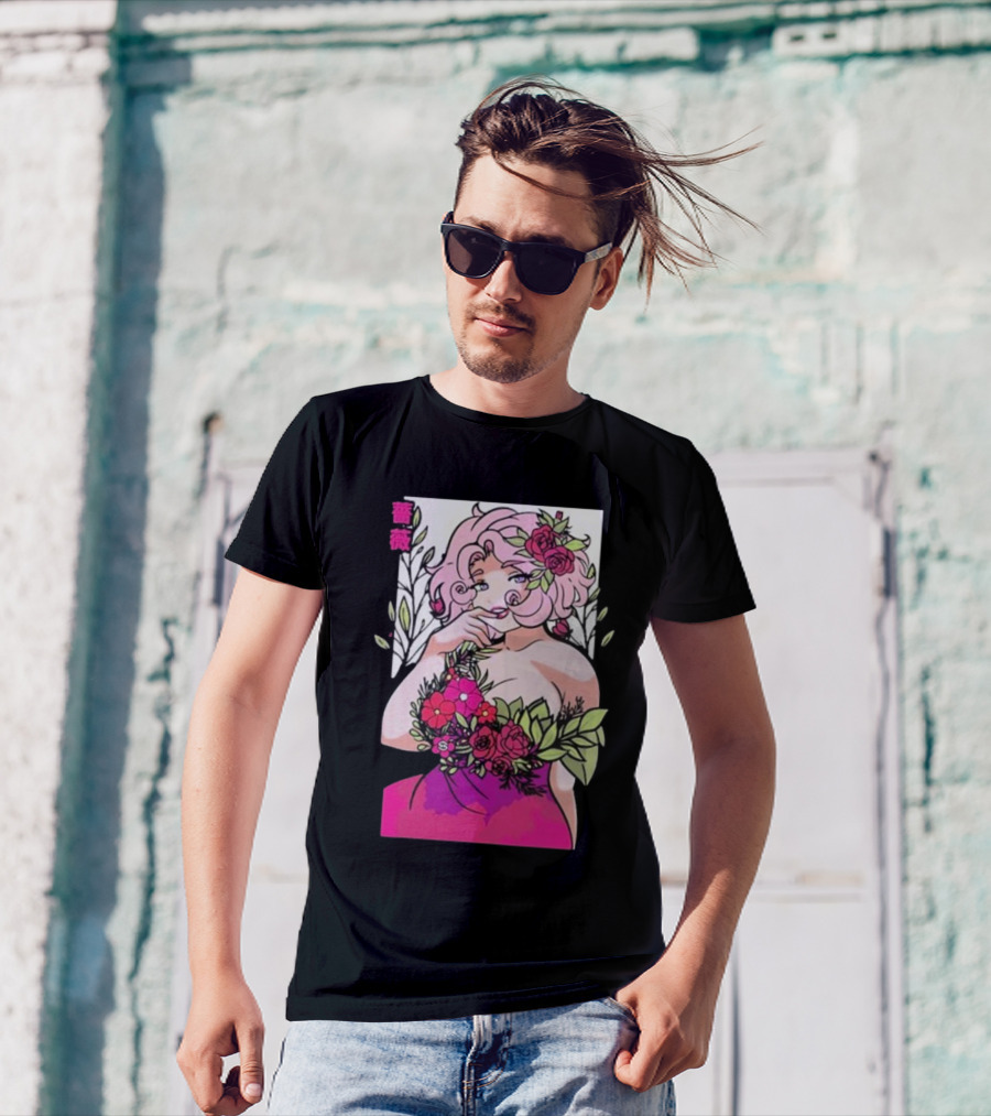 Ph1lza Game Supp Floral Anime Character T-Shirt