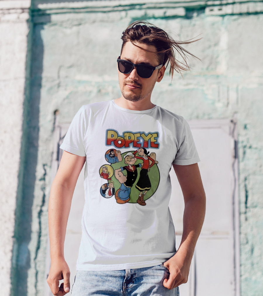Popeye And Olive Oyl Cartoon Characters Sailor Spinach Classic Animation T-Shirt