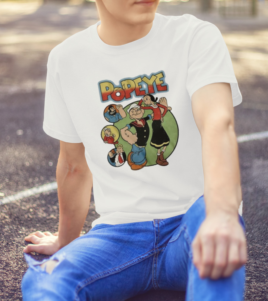 Popeye And Olive Oyl Cartoon Characters Sailor Spinach Classic Animation T-Shirt