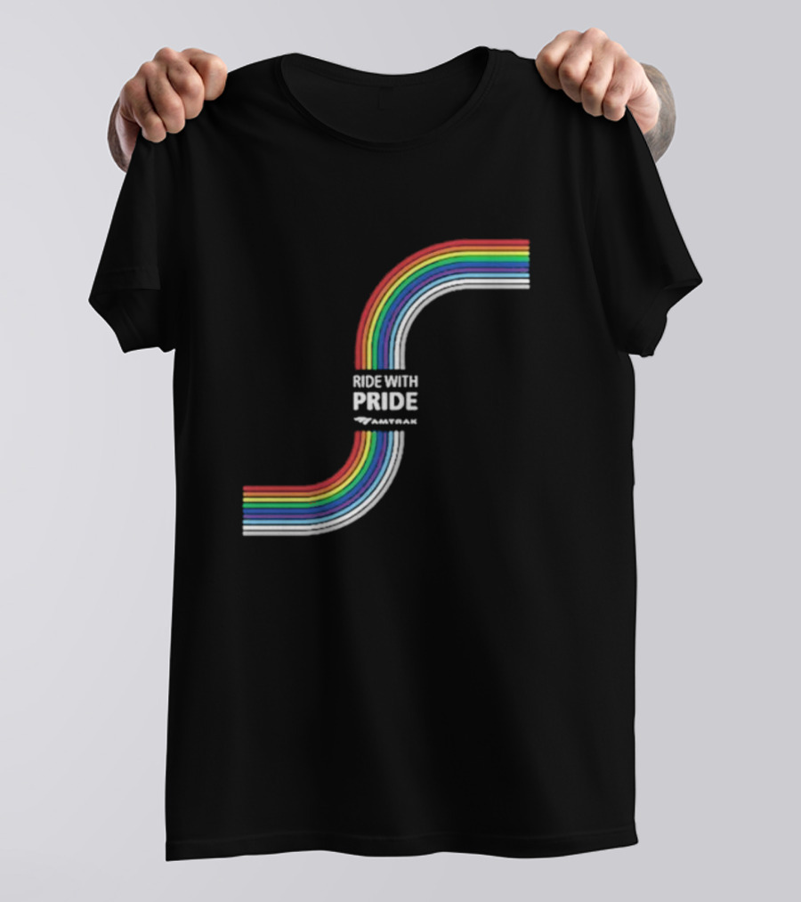 Ride With Pride Amtrak Rainbow Curve T-Shirt