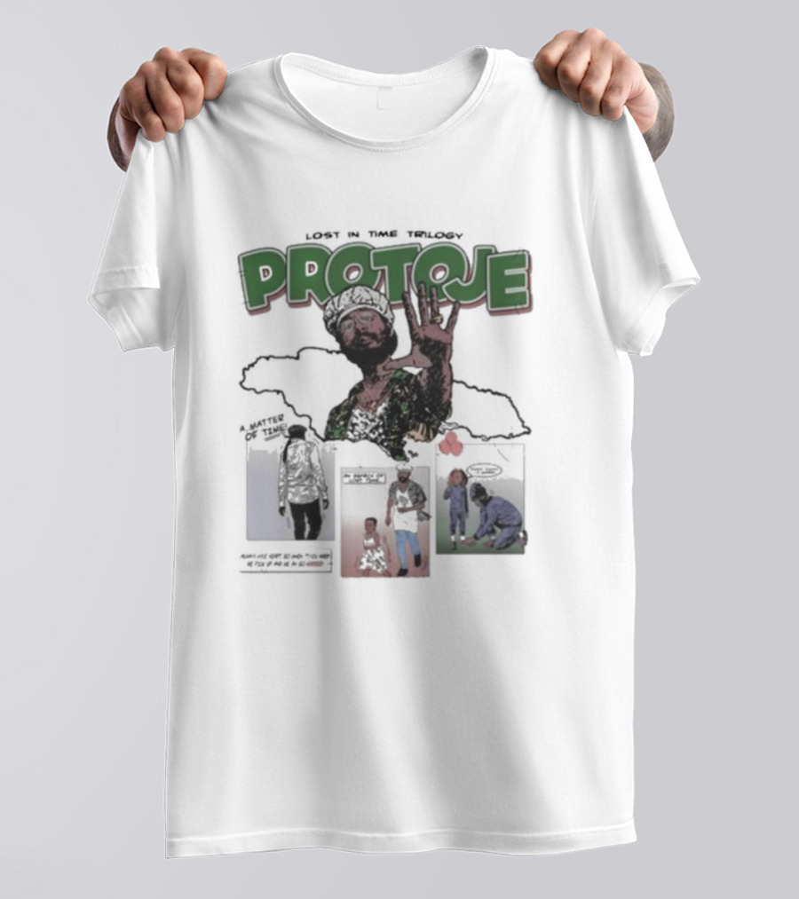Lost In Time Trilogy Protoje A Matter Of Time Comic Panels Jamaican Map T-Shirt