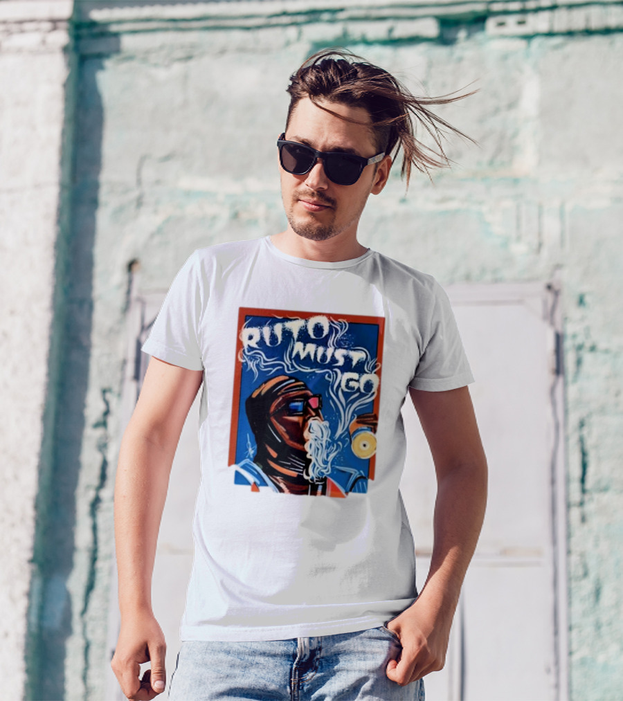 Ruto Must Go Bold Illustration With Smoking Character T-Shirt