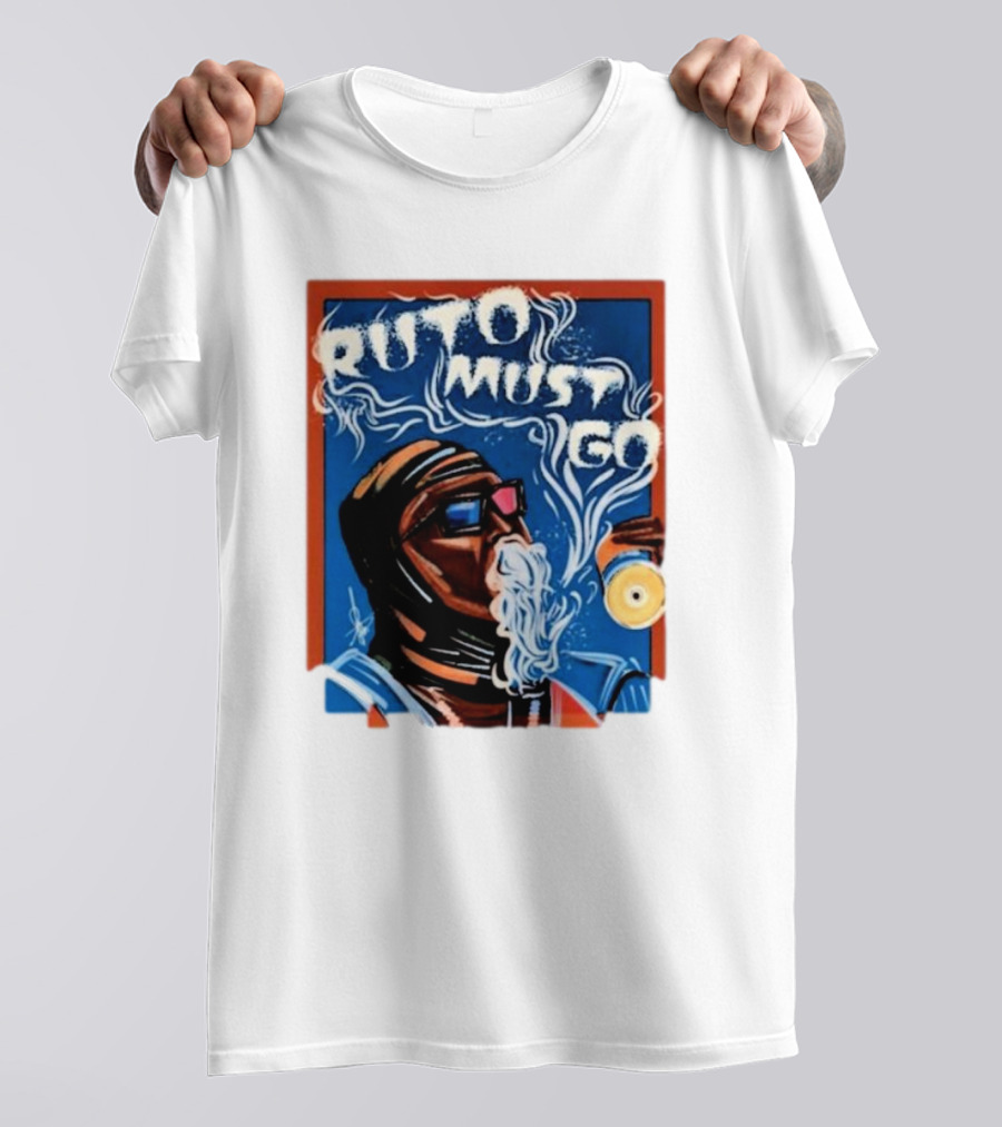 Ruto Must Go Bold Illustration With Smoking Character T-Shirt