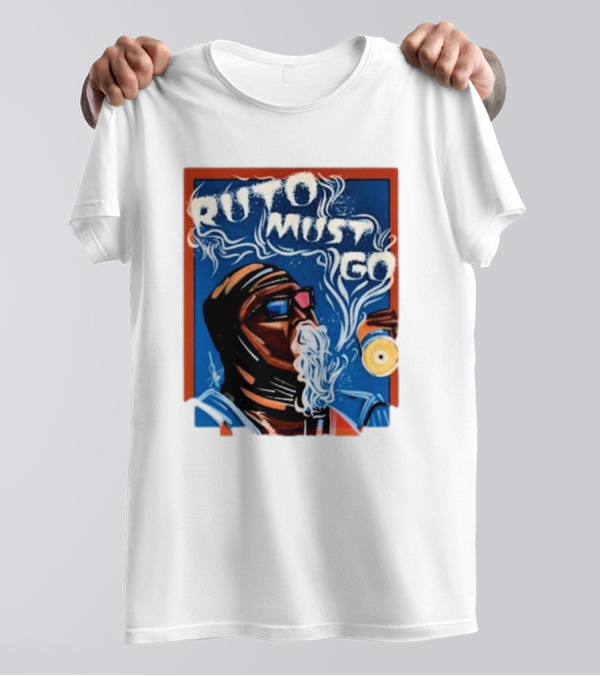 Ruto Must Go Bold Illustration With Smoking Character T-Shirt