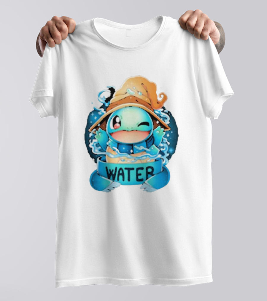 Squirtle Wizard Water Winking Blue Hat T-Shirt