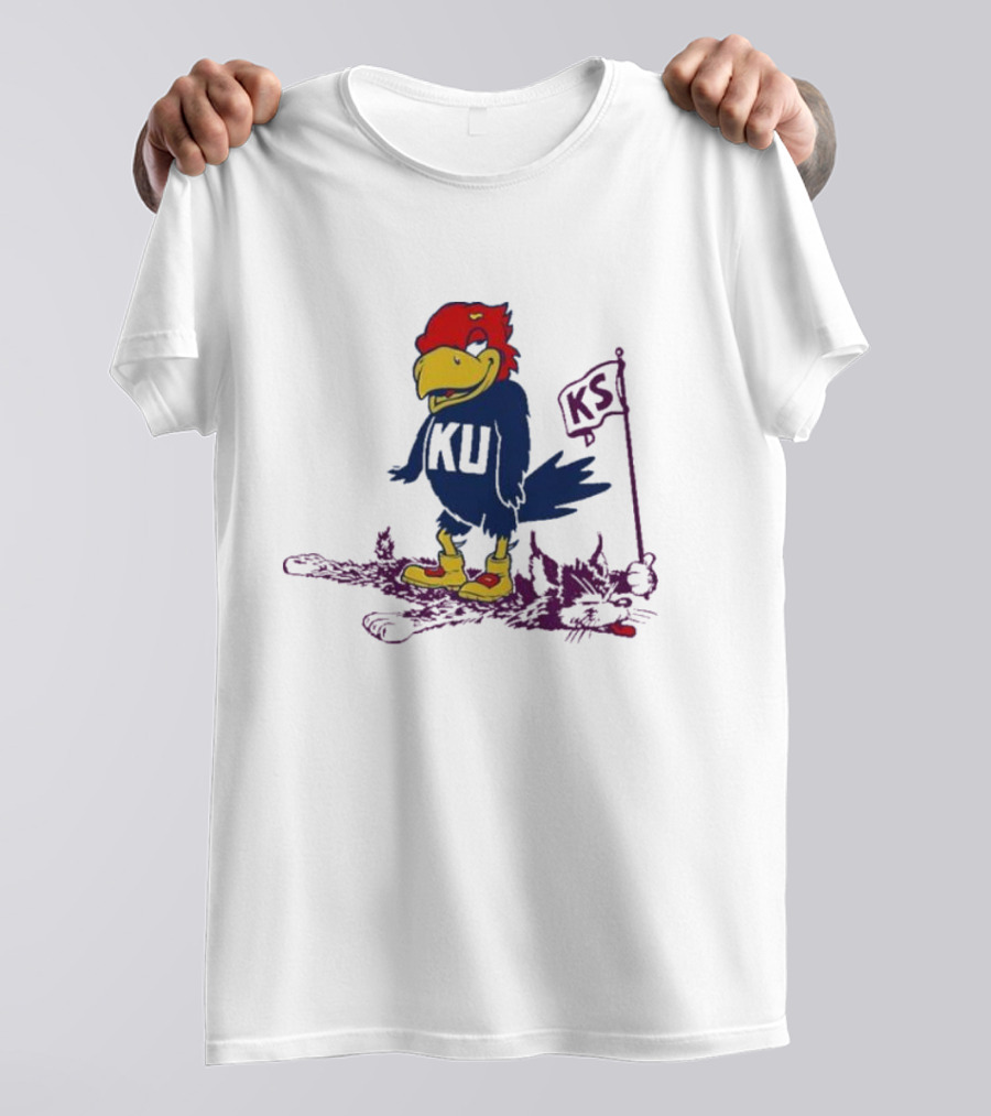 Kansas Jayhawks KU Vintage Rare Rivalry KS Mascot T-Shirt