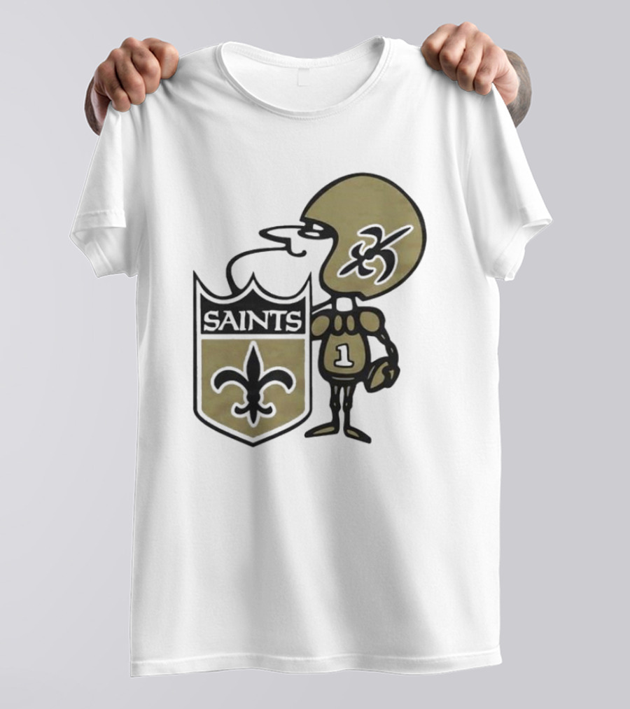 New Orleans Saints 1967 Alt Logo Fleur-de-Lis Football Player T-Shirt