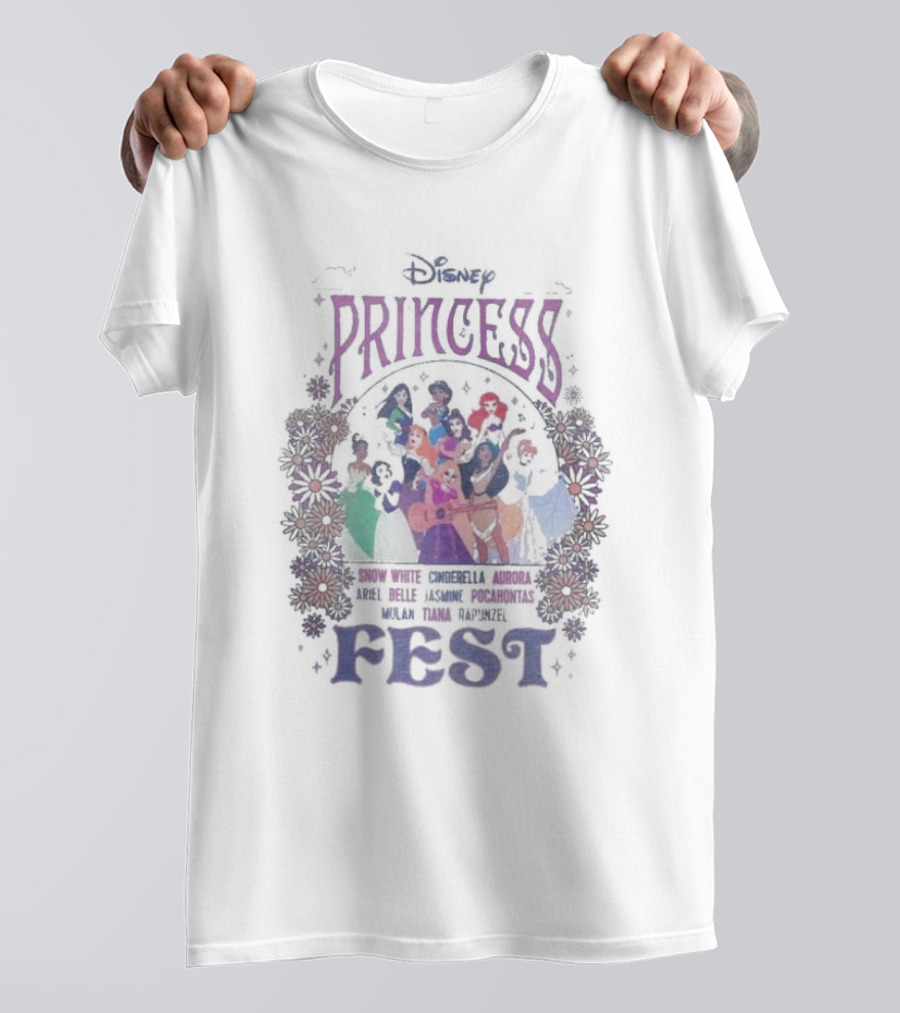 Disney Princess Fest Snow White Cinderella Aurora Ariel Belle Jasmine Pocahontas Mulan Tiana Rapunzel T-Shirt