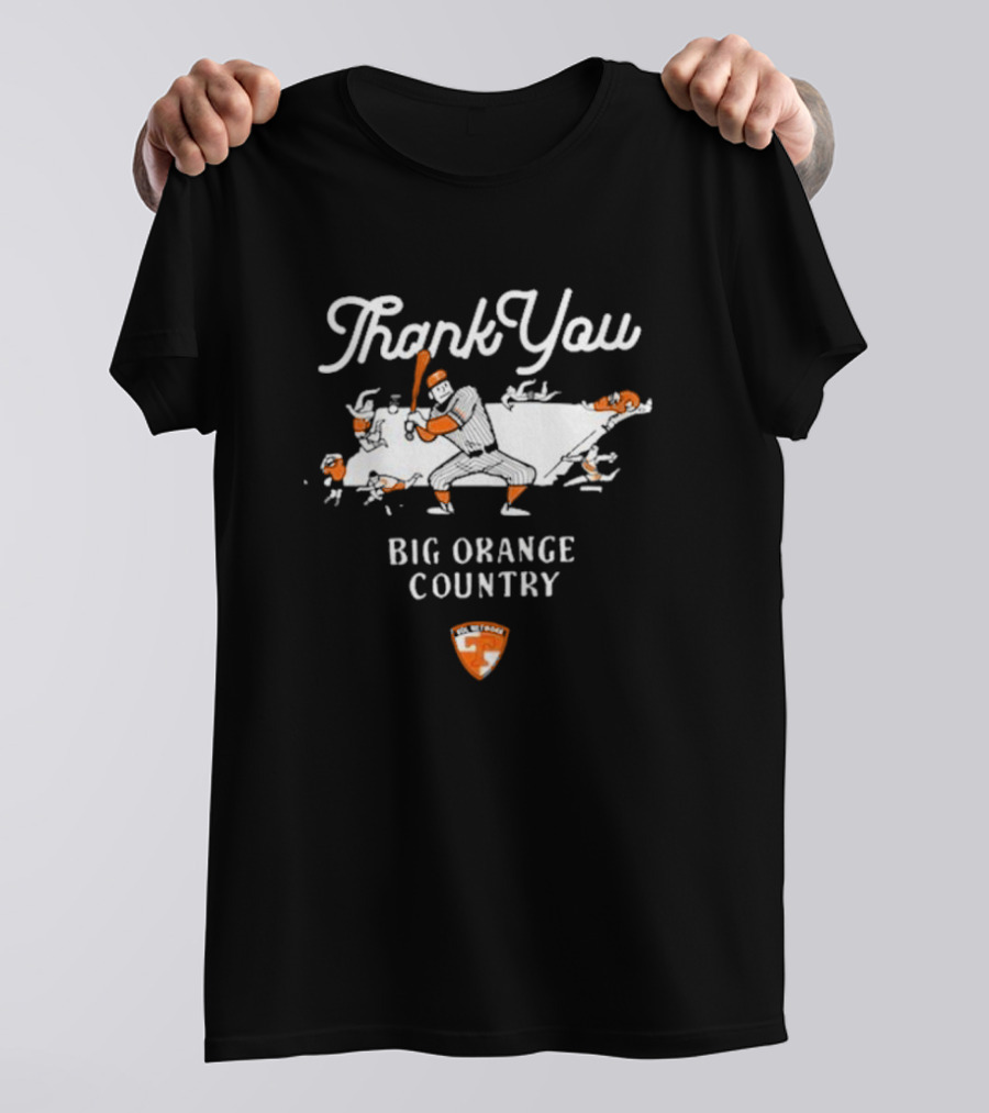 Thank You Big Orange Country Baseball Icon Map Player With Helmet And Bat T-Shirt