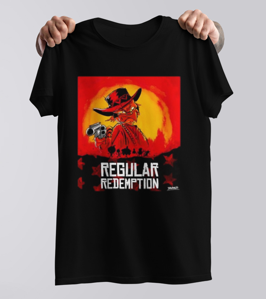 Regular Redemption Cartoon Cowboy Western Gunman T-Shirt