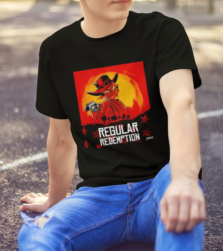 Regular Redemption Cartoon Cowboy Western Gunman T-Shirt