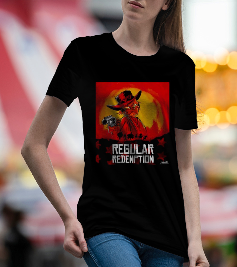 Regular Redemption Cartoon Cowboy Western Gunman T-Shirt