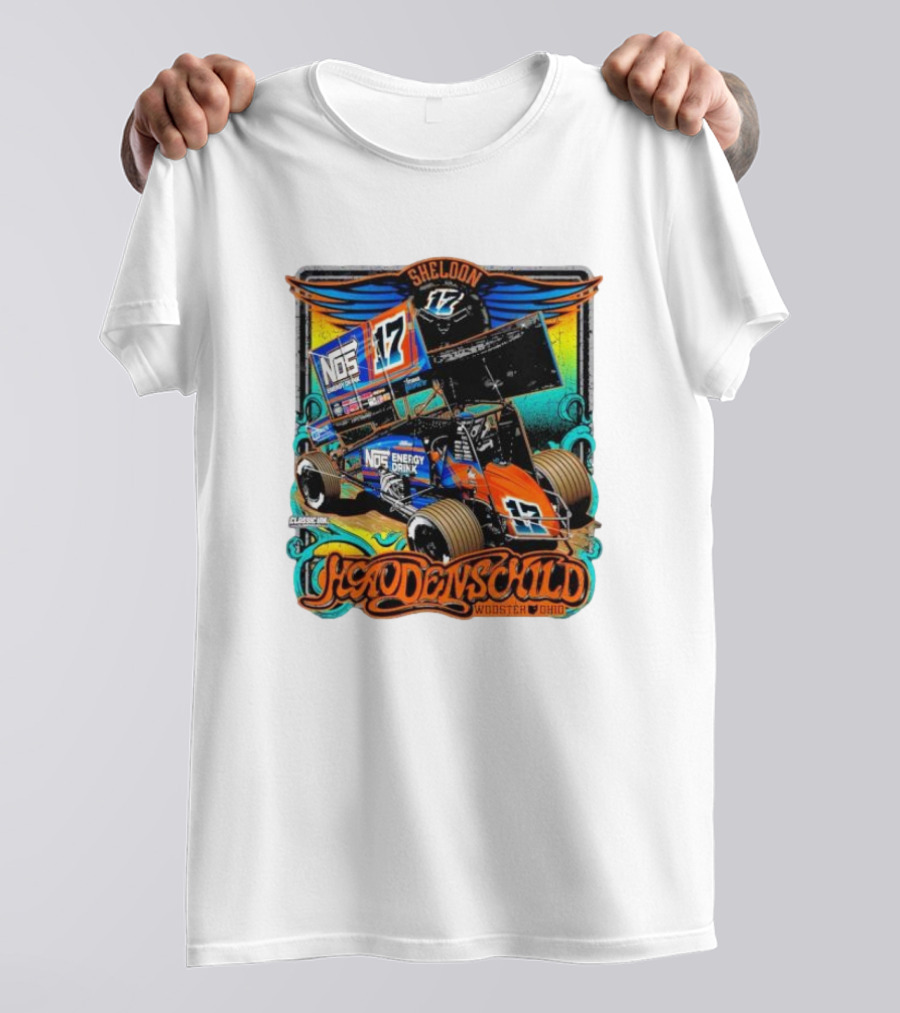 Sheldon Haudenschild NOS Energy Drink 17 Wooster Ohio Classic Ink Racing T-Shirt