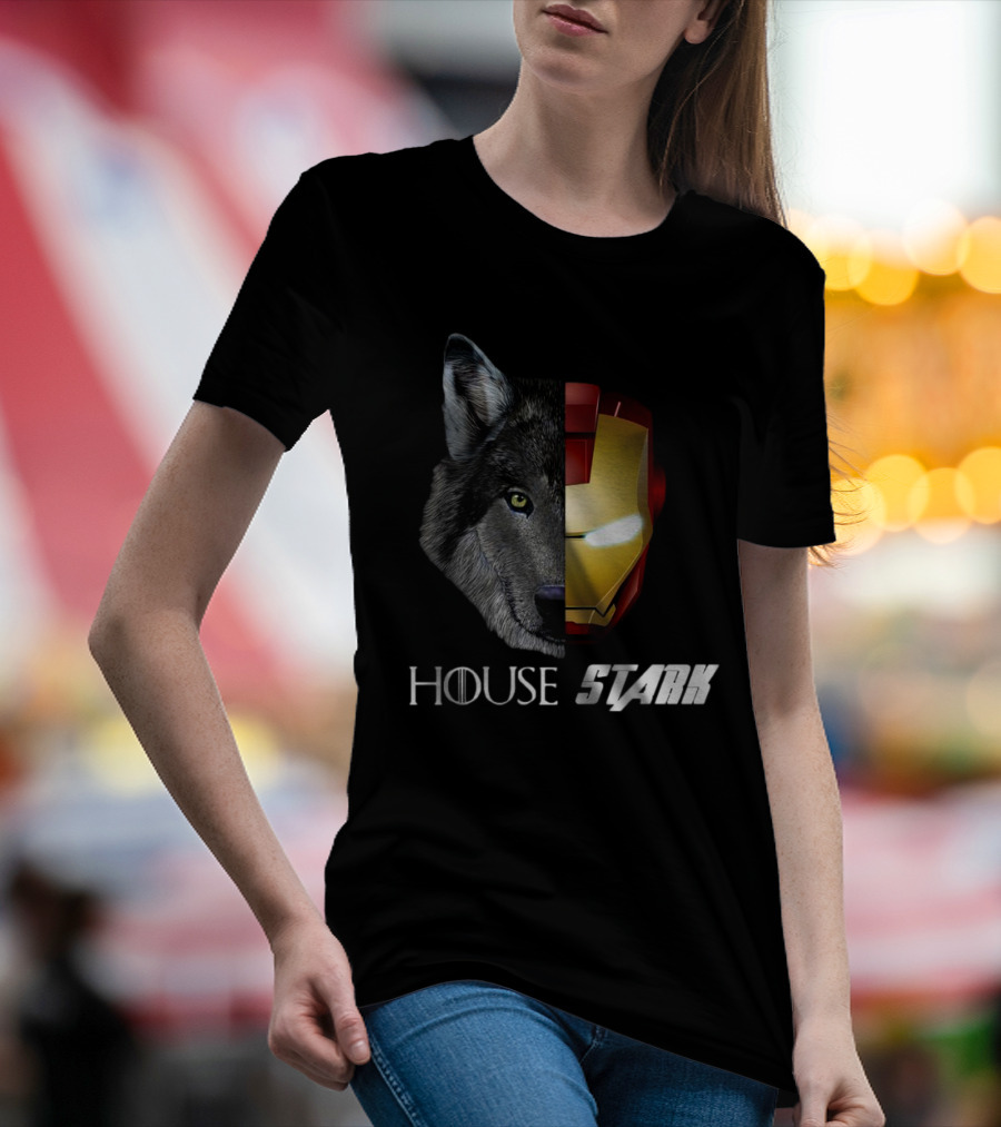 House Stark Iron Man Wolf Helm Stark T-Shirt