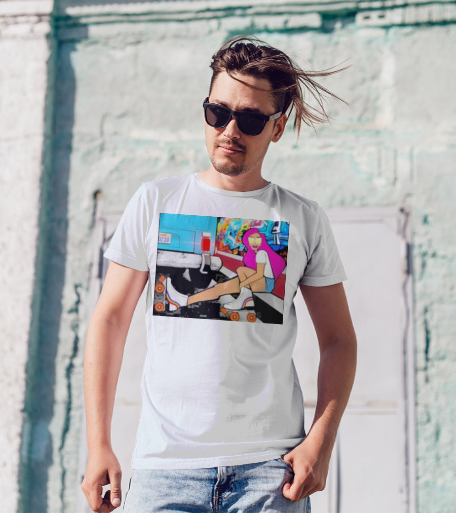 Tasha Vibrant Roller Skating Cali Street Art Vibe T-Shirt