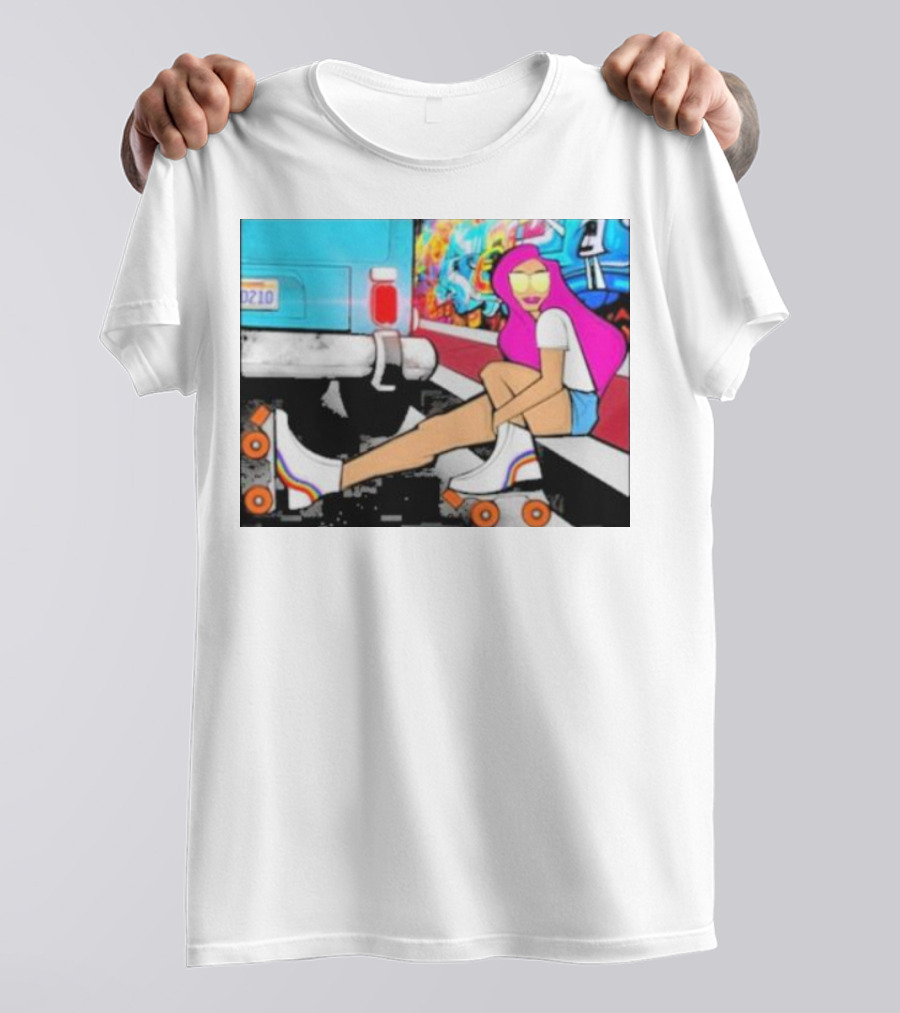 Tasha Vibrant Roller Skating Cali Street Art Vibe T-Shirt