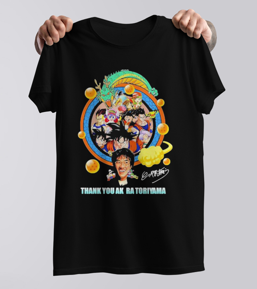Thank You Akira Toriyama Dragon Ball Characters And Shenron With Dragon Balls T-Shirt