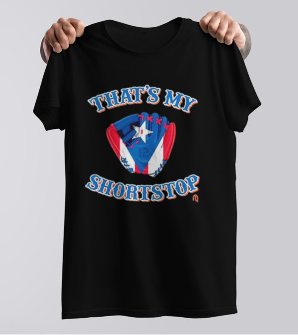 THAT'S MY SHORTSTOP Puerto Rican Flag Baseball Glove T-Shirt